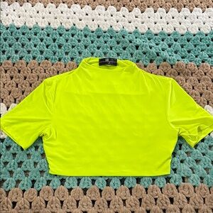 Lux LA Neon Yellow Short Sleeve Cropped Top Shirt Womans sz Small